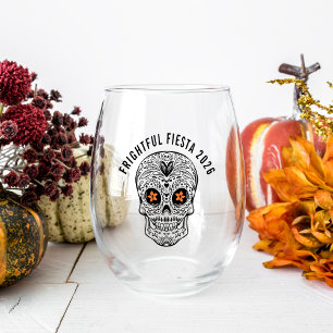 Verre À Vin Sans Pied Halloween personnalisée au crâne de Calavera