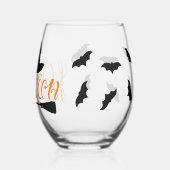 Verre À Vin Sans Pied Halloween Script Sorcière Casquette chauves-souris (Verso)