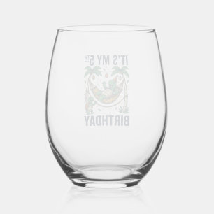 Verre À Vin Sans Pied Hamac Tortue 5ème Anniversaire Gravure Vintage Des