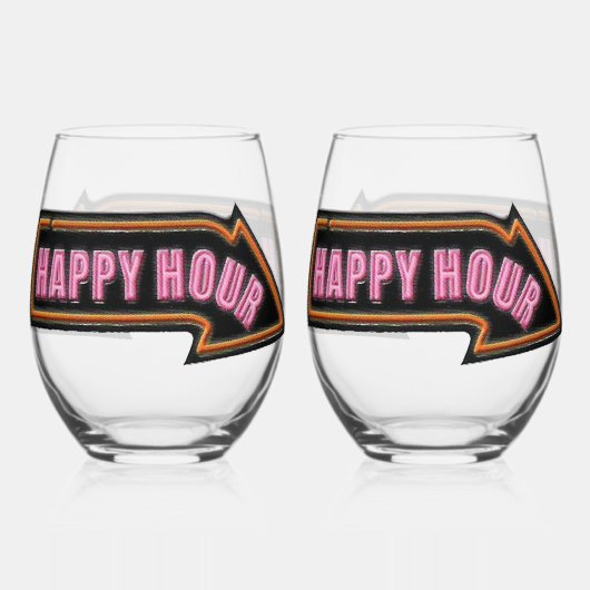 Verre À Vin Sans Pied Happy Hour Vins Stemless Lunettes (Recto)