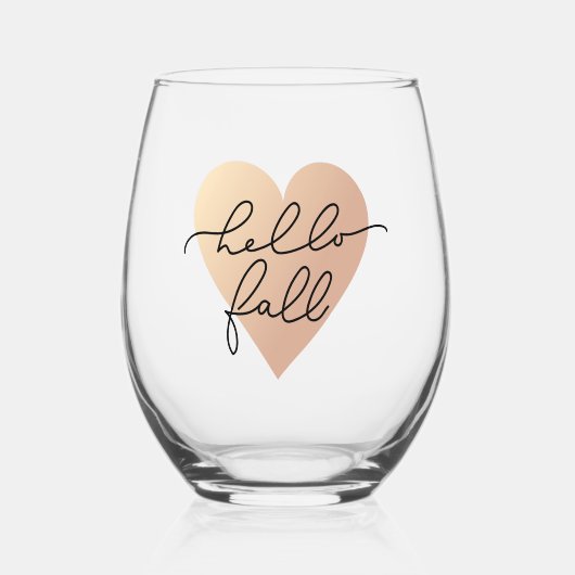 Verre À Vin Sans Pied Hello Fall Love Heart (Recto)