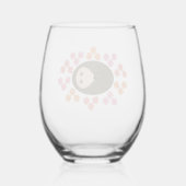 Verre À Vin Sans Pied Hérisson dormant et fleurs (Verso)