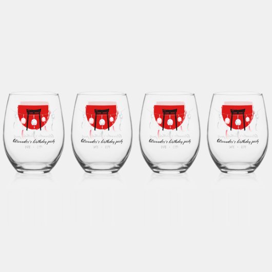 Verre À Vin Sans Pied Hibachi fête d'anniversaire Vent Chimes Furin Japo (Recto)