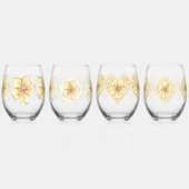 Verre À Vin Sans Pied Hibiscus & dentelle JAUNE (Gauche)