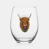 Verre À Vin Sans Pied Highland Scottish Vache Purple Celple Knot Work (Recto)