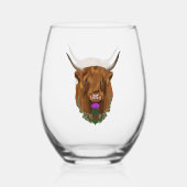 Verre À Vin Sans Pied Highland Scottish Vache Purple Celple Knot Work (Verso)