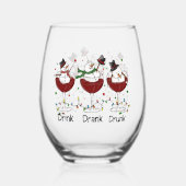 Verre À Vin Sans Pied Hilaire "Boire, Boire, Drunk" Snowman et vin (Recto)