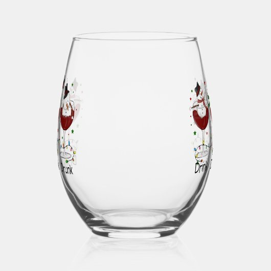 Verre À Vin Sans Pied Hilaire "Boire, Boire, Drunk" Snowman et vin (Gauche)