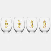 Verre À Vin Sans Pied Hippocampe Polygonal Or (Dos)