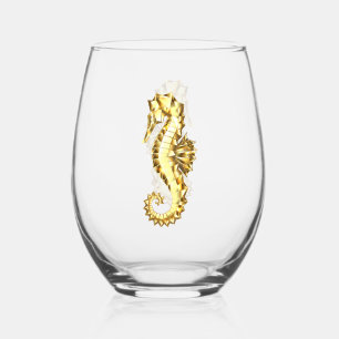 Verre À Vin Sans Pied Hippocampe Polygonal Or