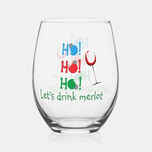 Verre À Vin Sans Pied Ho Ho Ho Laisse Boire Merlot Noël (Verso)