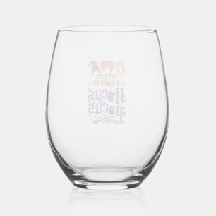 Verre À Vin Sans Pied Hocus Pocus Halloween Sorcières Chaudron Balai Cha