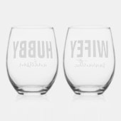 Verre À Vin Sans Pied Hubby et nom Wifey personnalisés (Verso)