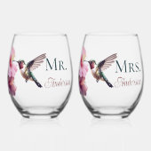 Verre À Vin Sans Pied Hummingbird et Hibiscus M. et Mme. (Recto)
