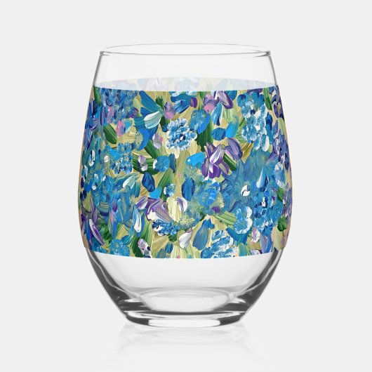 Verre À Vin Sans Pied Hydrangée de coeur Florale (Verso)