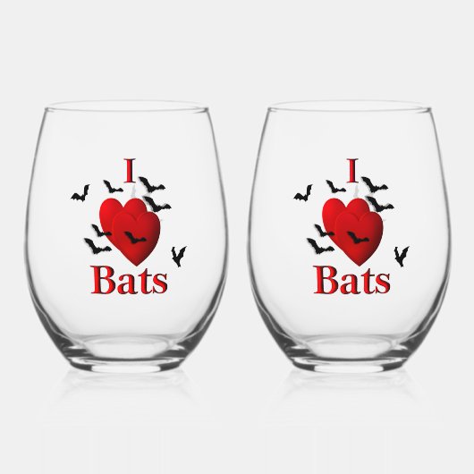 Verre À Vin Sans Pied I Heart Bats (Recto)