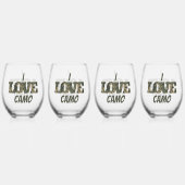 Verre À Vin Sans Pied I Love Camouflage Vert Brown | (Dos)