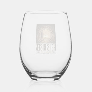 Verre À Vin Sans Pied Il Est Ressuscité Pâques Tombeau Croix Vintage Chr