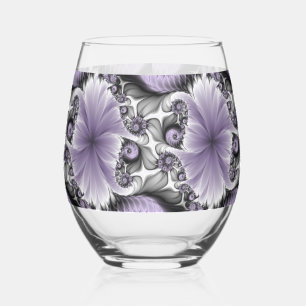 Verre À Vin Sans Pied Illusion de lilas Art floral abstrait fractal Fant