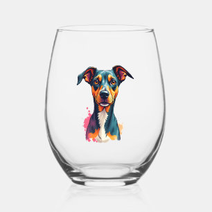 Verre À Vin Sans Pied Illustration d'art pop de portrait de chien coloré