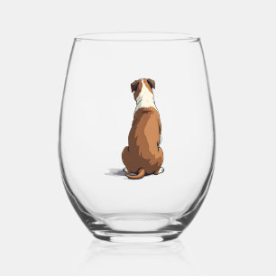 Verre À Vin Sans Pied Illustration de vue arrière de Bulldog vintage Ama