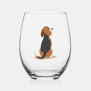 Verre À Vin Sans Pied Illustration de vue arrière de chien Beagle vintag