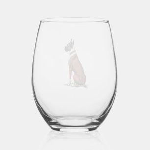 Verre À Vin Sans Pied Illustration d'un chien Boxer vintage vu de derriè