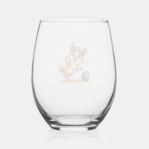 Verre À Vin Sans Pied Illustration vectorielle de chien de volley-ball C