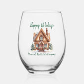 Verre À Vin Sans Pied Immobilier Affaires Noël Personnalisé (Recto)