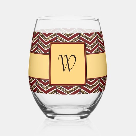 Verre À Vin Sans Pied Impression chevron léopard (Recto)