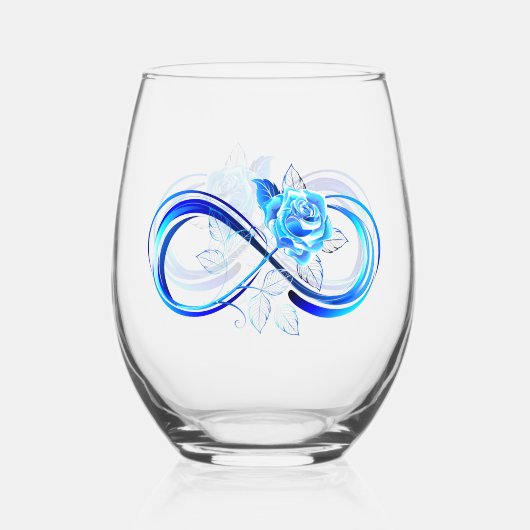 Verre À Vin Sans Pied Infini lumineux avec rose bleue (Recto)