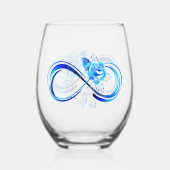Verre À Vin Sans Pied Infini lumineux avec rose bleue (Verso)