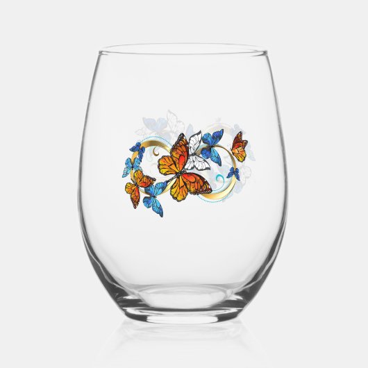 Verre À Vin Sans Pied Infinité de papillons monarques (Recto)