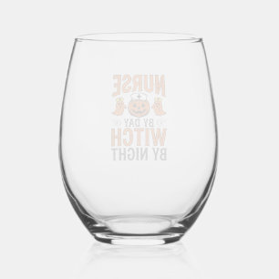 Verre À Vin Sans Pied Infirmière Halloween Sorcière la nuit Vintage Shir