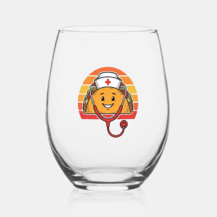 Verre À Vin Sans Pied Infirmière Taco Rétro Gravure Vintage Design_1