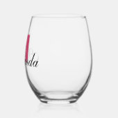 Verre À Vin Sans Pied Initiale de canneberge et nom noir | Moderne (Gauche)