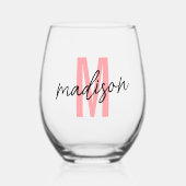 Verre À Vin Sans Pied Initiale personnalisée et nom (Recto)