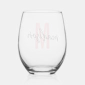 Verre À Vin Sans Pied Initiale personnalisée et nom (Verso)