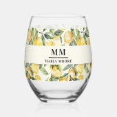 Verre À Vin Sans Pied Initiales de monogramme Citrons nom (Verso)