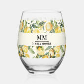 Verre À Vin Sans Pied Initiales de monogramme de citrons nom (Verso)