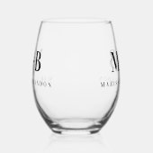 Verre À Vin Sans Pied Initiales de Monogramme Mariage Couple Personnalis (Droite)