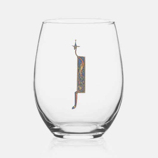 Verre À Vin Sans Pied J initial éclairé (Recto)