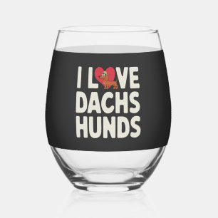 Verre À Vin Sans Pied J'adore les dachshunds mignon dessin animé