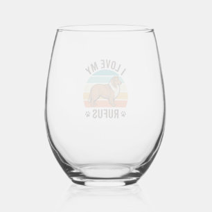 Verre À Vin Sans Pied J'adore mon design de chien vintage Rufus_1
