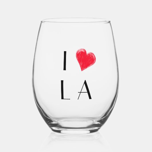 Verre À Vin Sans Pied J'aime L A | coeur des initiales personnalisées (Recto)