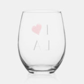 Verre À Vin Sans Pied J'aime L A | coeur des initiales personnalisées (Verso)