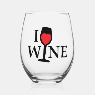 Verre À Vin Sans Pied J'aime le vin au coeur rouge
