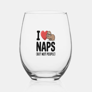 Verre À Vin Sans Pied J'aime les siestes Coeur de paresseux adorable