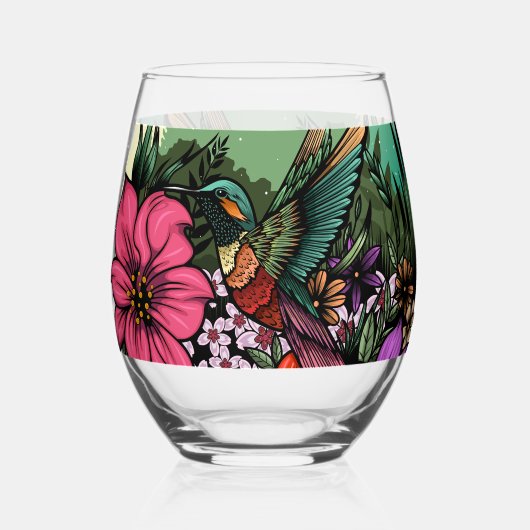 Verre À Vin Sans Pied Jardin des colibris (Recto)
