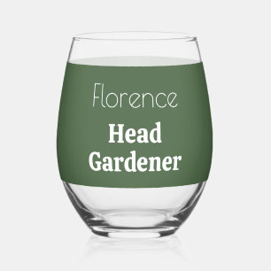 Verre À Vin Sans Pied Jardinier en Chef Personnalisé Vert Sauge Amoureux